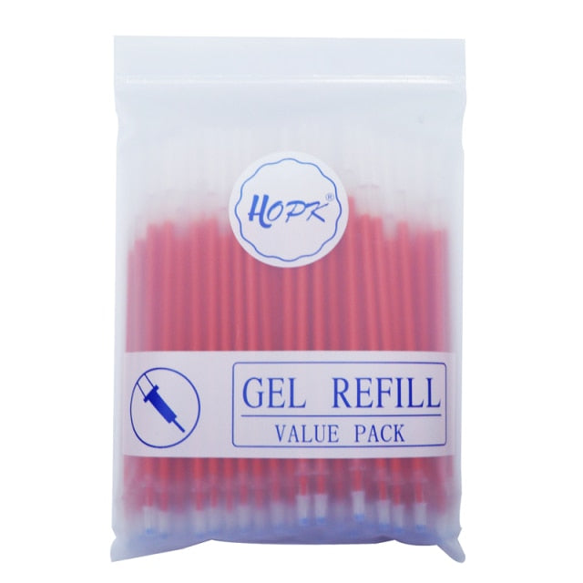 100Pcs/Lot Office Gel Pen Refill Set 0.5mm/0.38mm Blue Black Red ink Rod Bullet/Needle Tip Pen Refill School Writing Stationery