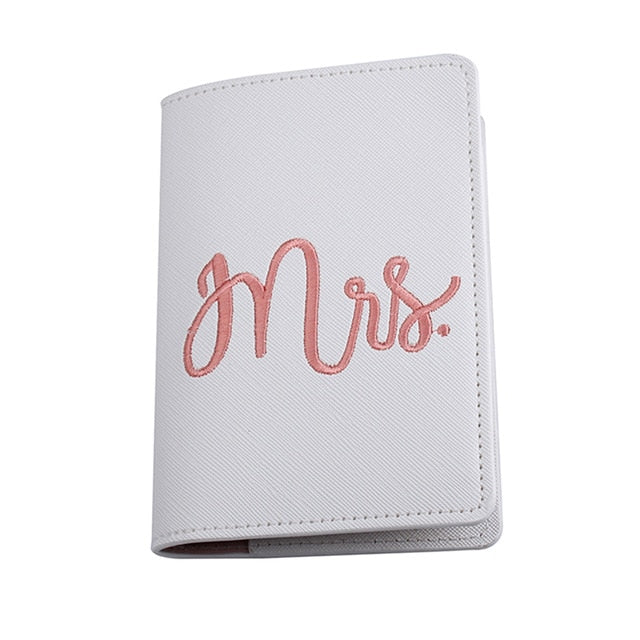 Zoukane Mr Mrs Lover Couple Passport Cover Embroidery Letter Women Men Travel Wedding Passport Cover Holder Travel Case CH26