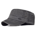 Washed Cotton Military Caps Men Cadet Army Cap Unique Design Vintage Flat Top Hat