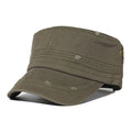 Washed Cotton Military Caps Men Cadet Army Cap Unique Design Vintage Flat Top Hat