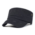 Washed Cotton Military Caps Men Cadet Army Cap Unique Design Vintage Flat Top Hat