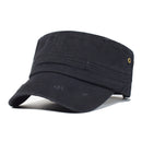 Washed Cotton Military Caps Men Cadet Army Cap Unique Design Vintage Flat Top Hat