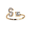 1PC Shining Rhinestone Mosaic 26 Letters Initial Ring New Fashion Opening Cuff Ring For Women Charm Jewelry Gift