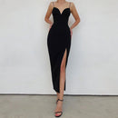 Adyce New Summer Women White Bodycon Bandage Dress Sexy V Neck Spaghetti Strap Club Celebrity Evening Runway Party Long Dresses