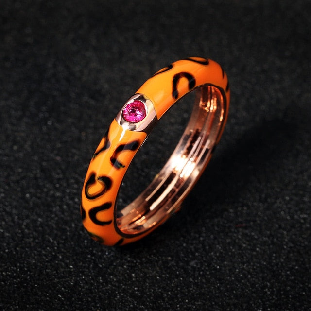 10 Colors Simple Style Enamel Ring Paved With Shiny Cubic Zircon Stone Fashion Wed Engage Ring For Women