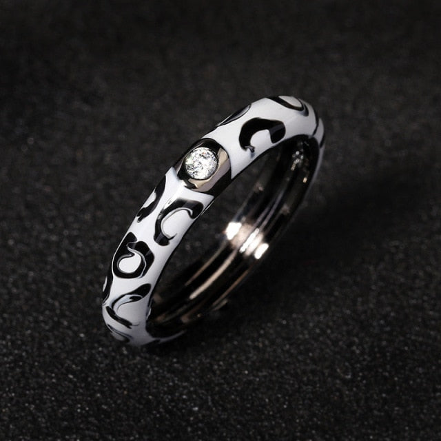 10 Colors Simple Style Enamel Ring Paved With Shiny Cubic Zircon Stone Fashion Wed Engage Ring For Women