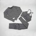 Seamless Yoga Set Women Workout Sportswear Gym Clothing Fitness Long Sleeve Crop Top High Waist Leggings+ Bra Sports Suits