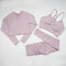Seamless Yoga Set Women Workout Sportswear Gym Clothing Fitness Long Sleeve Crop Top High Waist Leggings+ Bra Sports Suits