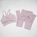 Seamless Yoga Set Women Workout Sportswear Gym Clothing Fitness Long Sleeve Crop Top High Waist Leggings+ Bra Sports Suits