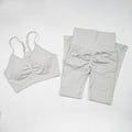 Seamless Yoga Set Women Workout Sportswear Gym Clothing Fitness Long Sleeve Crop Top High Waist Leggings+ Bra Sports Suits