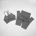 Seamless Yoga Set Women Workout Sportswear Gym Clothing Fitness Long Sleeve Crop Top High Waist Leggings+ Bra Sports Suits