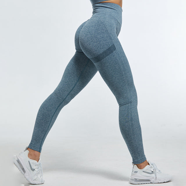 NORMOV Seamless Women Leggings Fitness High Waist Push Up Peach Polyester Leggings Workout Jeggings Casual Leggigns Female