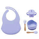5 Pcs set Silicone Bowl Bibs cup Sets Baby BPA Free Waterproof Spoon NonSlip Feedings Silicone Bowl Tableware Baby Products