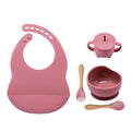 5 Pcs set Silicone Bowl Bibs cup Sets Baby BPA Free Waterproof Spoon NonSlip Feedings Silicone Bowl Tableware Baby Products