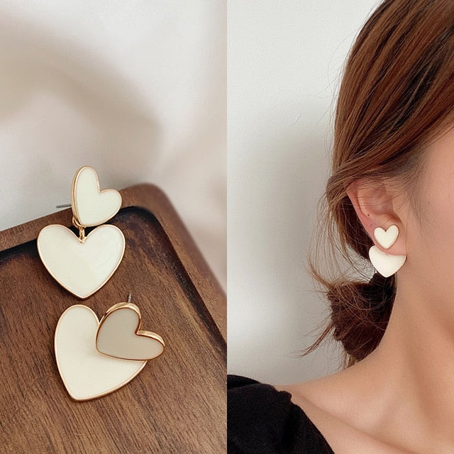 Sweet Acrylic Heart Stud Earrings Delicate Gold Color Mini Ear Studs Trendy Ear Nails For Women Girls Jewelry Gift