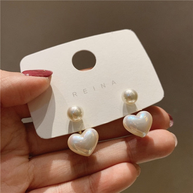 Sweet Acrylic Heart Stud Earrings Delicate Gold Color Mini Ear Studs Trendy Ear Nails For Women Girls Jewelry Gift