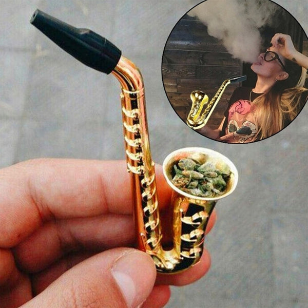 Unique Saxophone Mini Portable Smoking Pipes Metal Tobacco Pipe Hookah Gifts