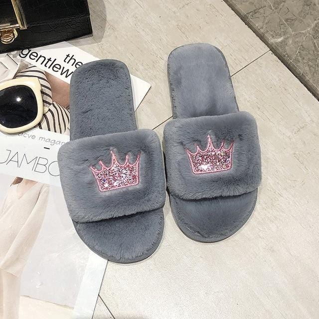 BEVERGREEN Winter Women House Slippers Faux Fur Warm Flat Shoes Female Slip on Home Furry Ladies Slippers Size 36-43 Wholesale