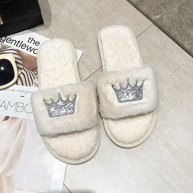 BEVERGREEN Winter Women House Slippers Faux Fur Warm Flat Shoes Female Slip on Home Furry Ladies Slippers Size 36-43 Wholesale