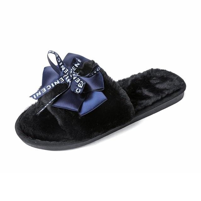 BEVERGREEN Winter Women House Slippers Faux Fur Warm Flat Shoes Female Slip on Home Furry Ladies Slippers Size 36-43 Wholesale