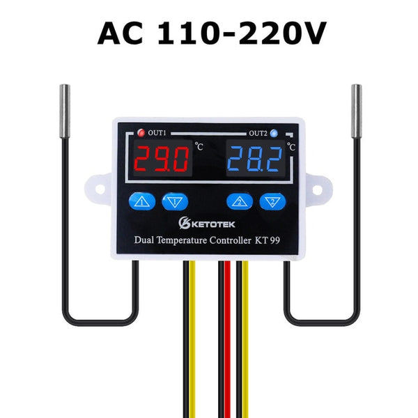 STC-3008 KT99 Dual Digital Temperature Controller Two Relay Output 12V 24V 220V Thermoregulator Thermostat With Heater Cooler