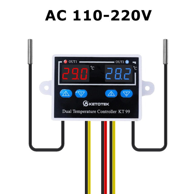 STC-3008 KT99 Dual Digital Temperature Controller Two Relay Output 12V 24V 220V Thermoregulator Thermostat With Heater Cooler