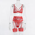 Yimunancy 3-piece Bra Set Women Hallow Out Transparent Bra Set 2020 Ladies Sexy Underwear Lingerie Set
