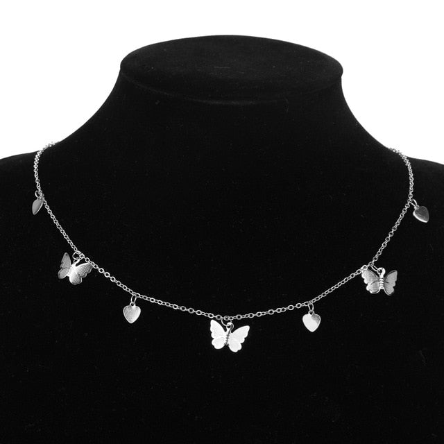 Bohemian Cute Butterfly Choker Necklace For Women Gold Silver Color Clavicle Chain 2020 Fashion Female Chic Chocker Jewelry