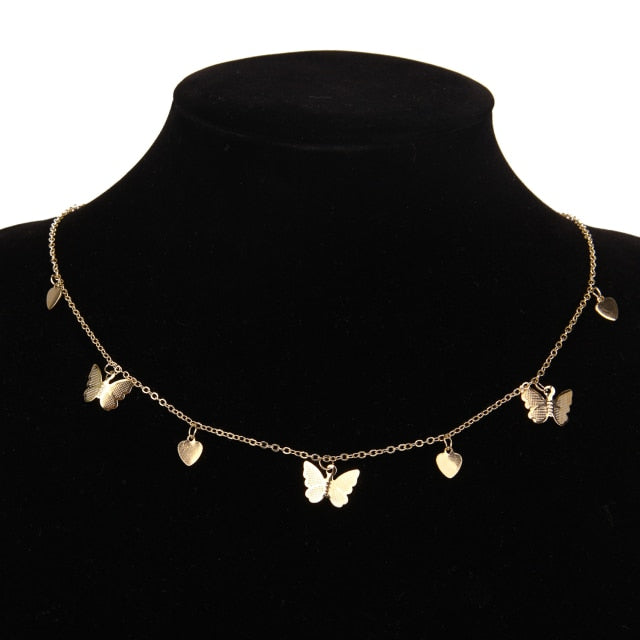 Bohemian Cute Butterfly Choker Necklace For Women Gold Silver Color Clavicle Chain 2020 Fashion Female Chic Chocker Jewelry