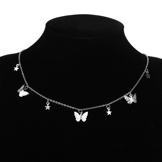 Bohemian Cute Butterfly Choker Necklace For Women Gold Silver Color Clavicle Chain 2020 Fashion Female Chic Chocker Jewelry