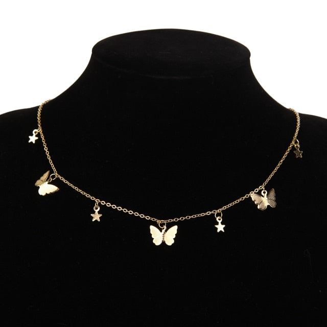 Bohemian Cute Butterfly Choker Necklace For Women Gold Silver Color Clavicle Chain 2020 Fashion Female Chic Chocker Jewelry