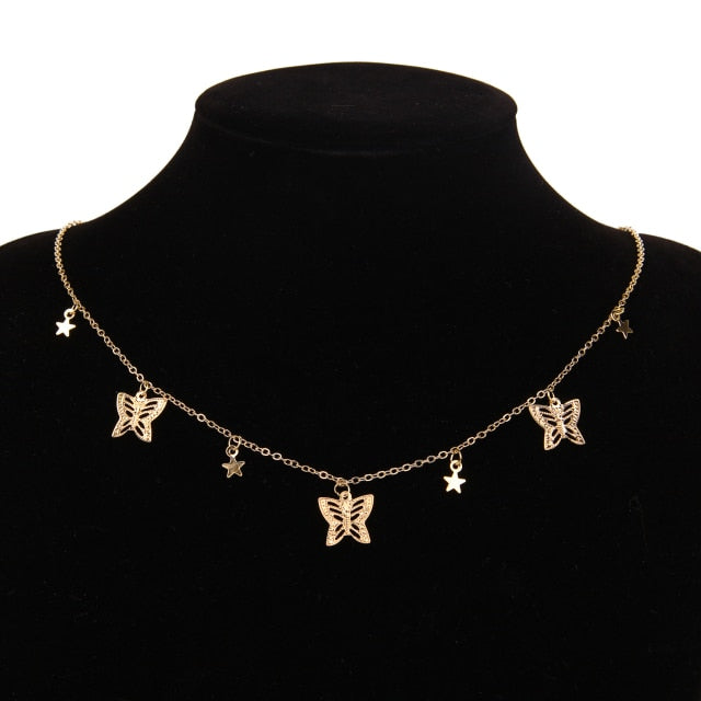 Bohemian Cute Butterfly Choker Necklace For Women Gold Silver Color Clavicle Chain 2020 Fashion Female Chic Chocker Jewelry
