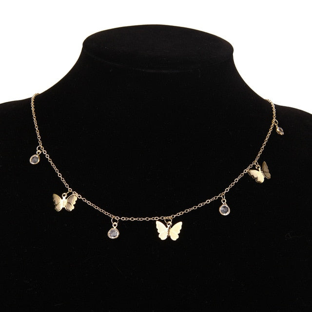 Bohemian Cute Butterfly Choker Necklace For Women Gold Silver Color Clavicle Chain 2020 Fashion Female Chic Chocker Jewelry