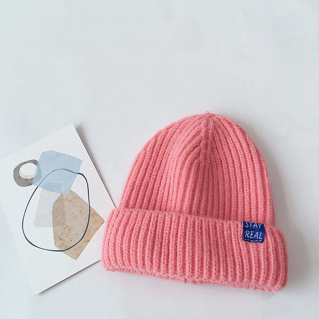 Autumn Winter Solid Color Baby Knitted Hats Kids Girls Boys Beanies Caps Warm Soft Casual Hats for Children
