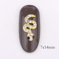 10 Pcs 3D Glitter Rhinestones Covering Gold silver Snake Design Nail Art Black Strass Decorations For Alloy Nail Supplies