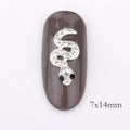 10 Pcs 3D Glitter Rhinestones Covering Gold silver Snake Design Nail Art Black Strass Decorations For Alloy Nail Supplies