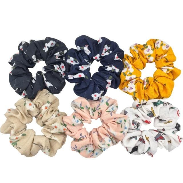 Hair Accessories Ties Scrunchies Christmas Headwear Set Chiffon Women Girls Strips Fashion Solid Leopard Floral Satin 6pcs/pack