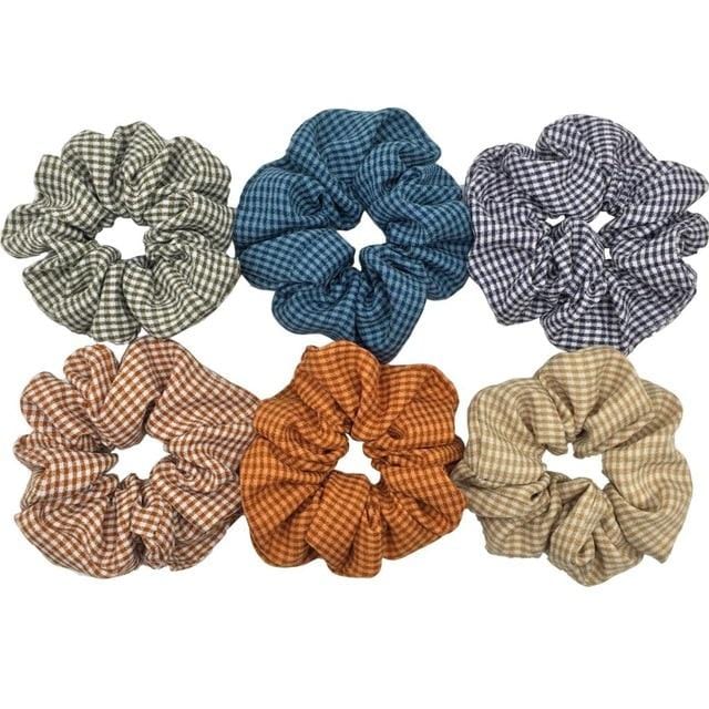 Hair Accessories Ties Scrunchies Christmas Headwear Set Chiffon Women Girls Strips Fashion Solid Leopard Floral Satin 6pcs/pack