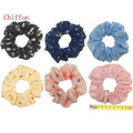 Hair Accessories Ties Scrunchies Christmas Headwear Set Chiffon Women Girls Strips Fashion Solid Leopard Floral Satin 6pcs/pack