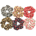 Hair Accessories Ties Scrunchies Christmas Headwear Set Chiffon Women Girls Strips Fashion Solid Leopard Floral Satin 6pcs/pack