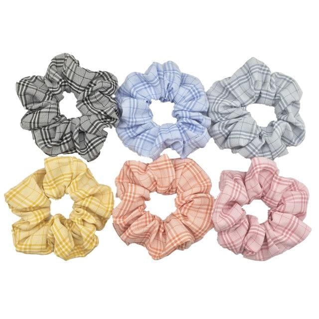 Hair Accessories Ties Scrunchies Christmas Headwear Set Chiffon Women Girls Strips Fashion Solid Leopard Floral Satin 6pcs/pack