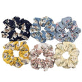 Hair Accessories Ties Scrunchies Christmas Headwear Set Chiffon Women Girls Strips Fashion Solid Leopard Floral Satin 6pcs/pack