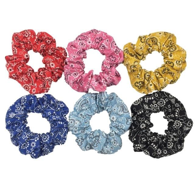 Hair Accessories Ties Scrunchies Christmas Headwear Set Chiffon Women Girls Strips Fashion Solid Leopard Floral Satin 6pcs/pack