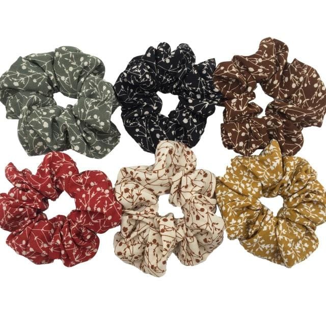 Hair Accessories Ties Scrunchies Christmas Headwear Set Chiffon Women Girls Strips Fashion Solid Leopard Floral Satin 6pcs/pack