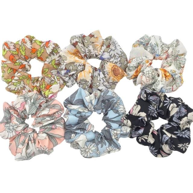 Hair Accessories Ties Scrunchies Christmas Headwear Set Chiffon Women Girls Strips Fashion Solid Leopard Floral Satin 6pcs/pack