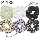 Hair Accessories Ties Scrunchies Christmas Headwear Set Chiffon Women Girls Strips Fashion Solid Leopard Floral Satin 6pcs/pack