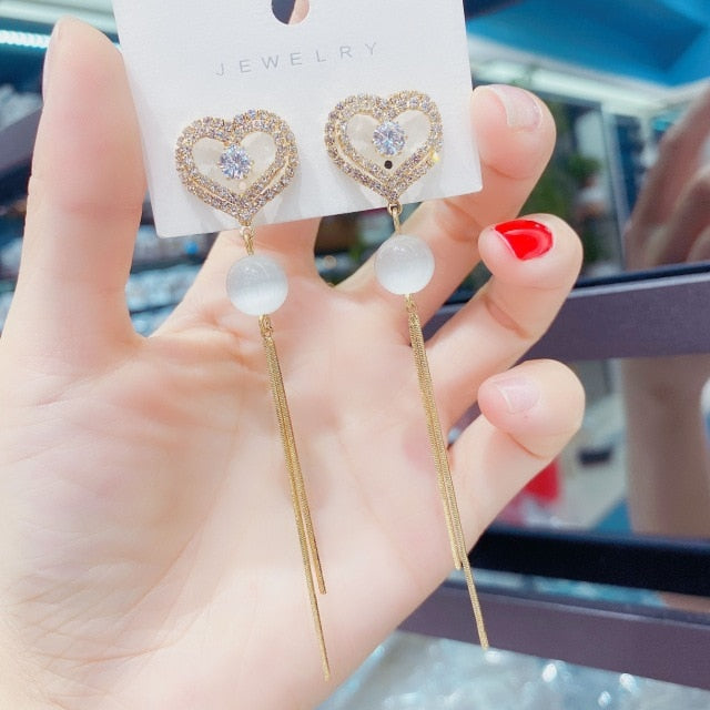 Tassel earrings high sense of 2020 new trendy earrings female Korean long fashion earrings elegant exquisite Women's Earrings