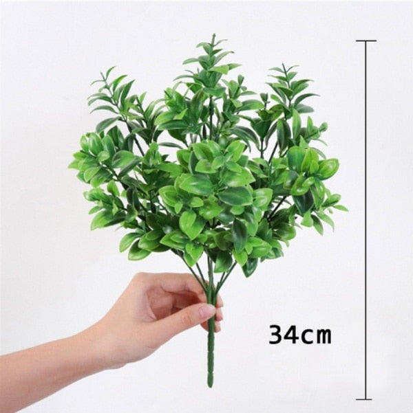 7 Fork Artificial Plants Eucalyptus Grass Plastic Ferns Green Leaves Fake Flower Plant Wedding Home Decoration Table Decors