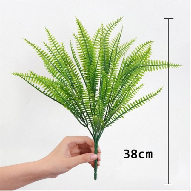 7 Fork Artificial Plants Eucalyptus Grass Plastic Ferns Green Leaves Fake Flower Plant Wedding Home Decoration Table Decors