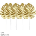 5/10pcs Artificial Gold Green Turtle Leaf Scattered Tail Leaf Fake Silk Plant For Wedding Birthday Party Home Decor Palm Leaves
